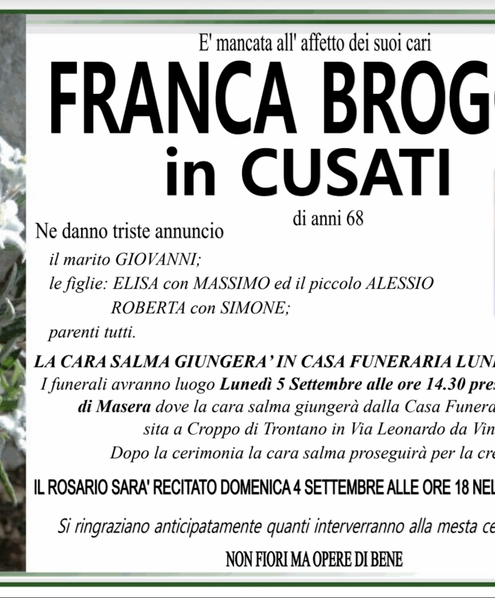 Franca Broggio in Cusati di anni 68