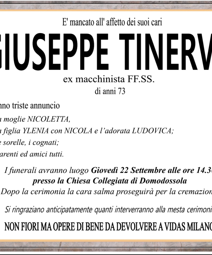 Giuseppe Tinervia di anni 73