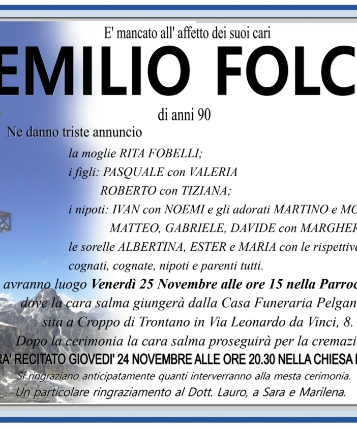 Emilio Folchi di anni 90