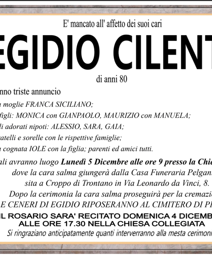 Egidio Cilento di anni 80
