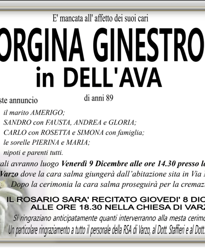 Giorgina Ginestroni in Dell'Ava di anni 89