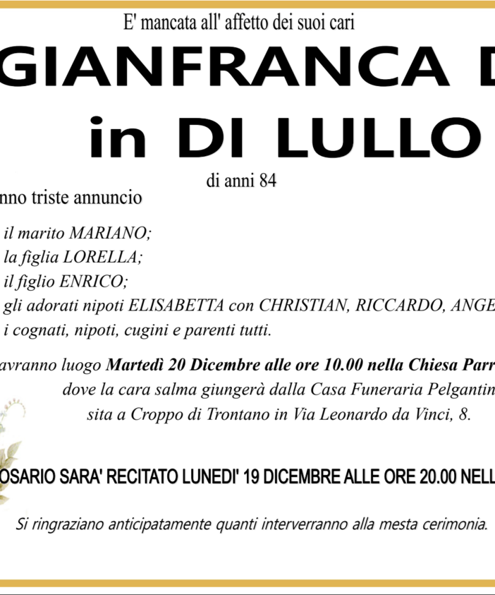 Gianfranca Do in Di Lullo di anni 84