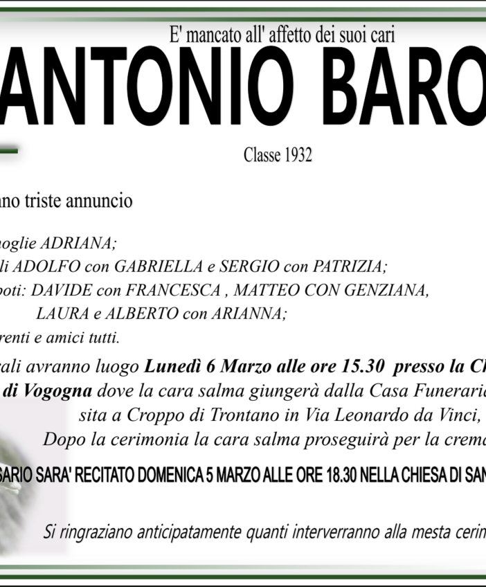 Antonio Barone classe 1932