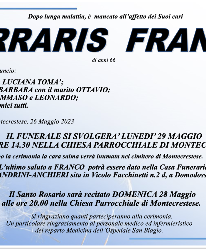 Ferraris Franco di anni 66
