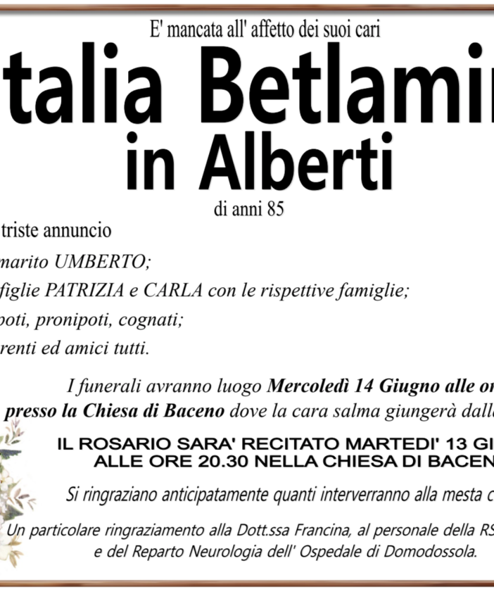 Italia Betlamini in Alberti di anni 85