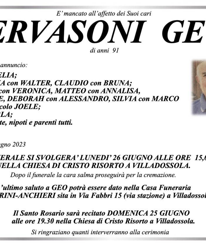 Gervasoni Geo di anni 91
