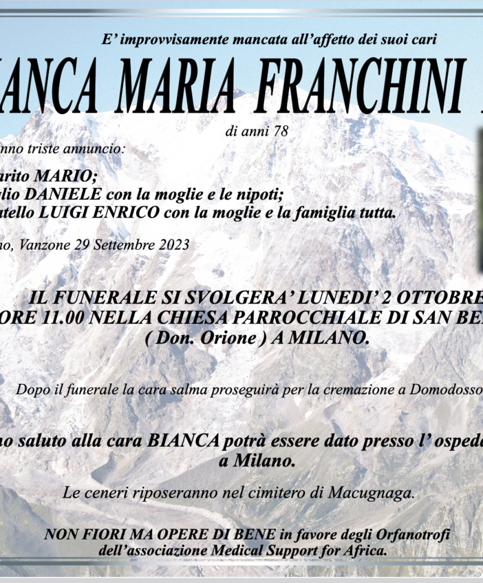 Bianca Maria Granchini Barell di anni 78