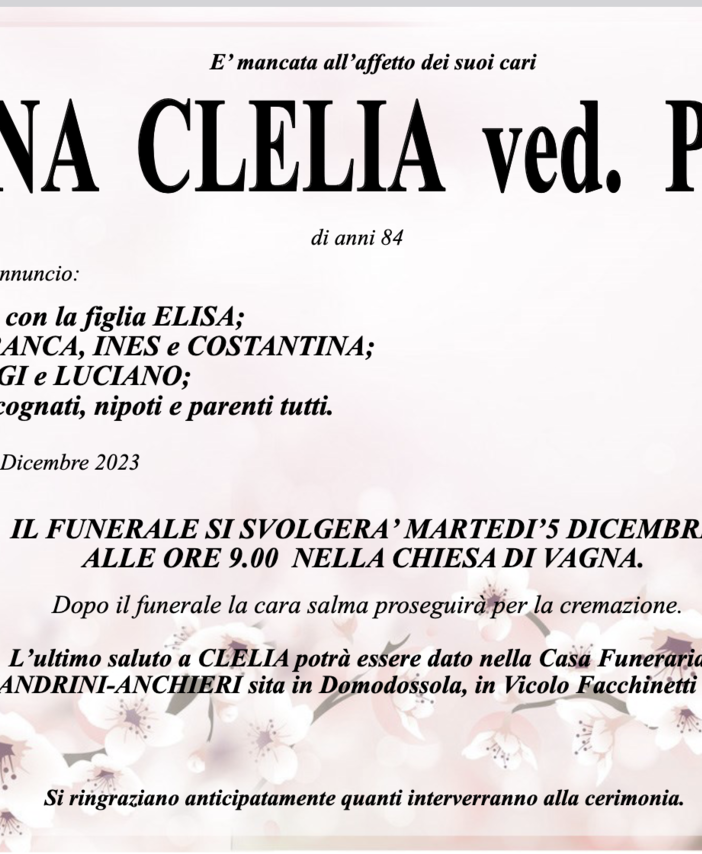 Bugna Clelia ved. Pioda di anni ved. di anni 84