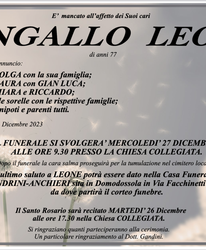 Pangallo Leone di anni 77