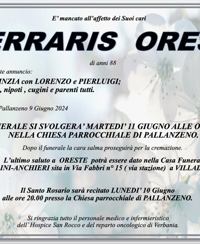 Ferraris Oreste di anni 88