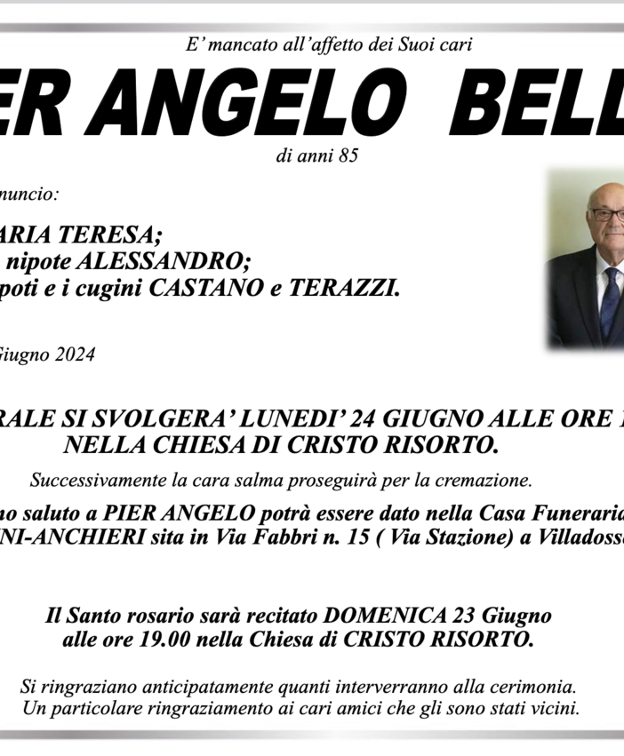 Pierangelo Bellò di anni 85