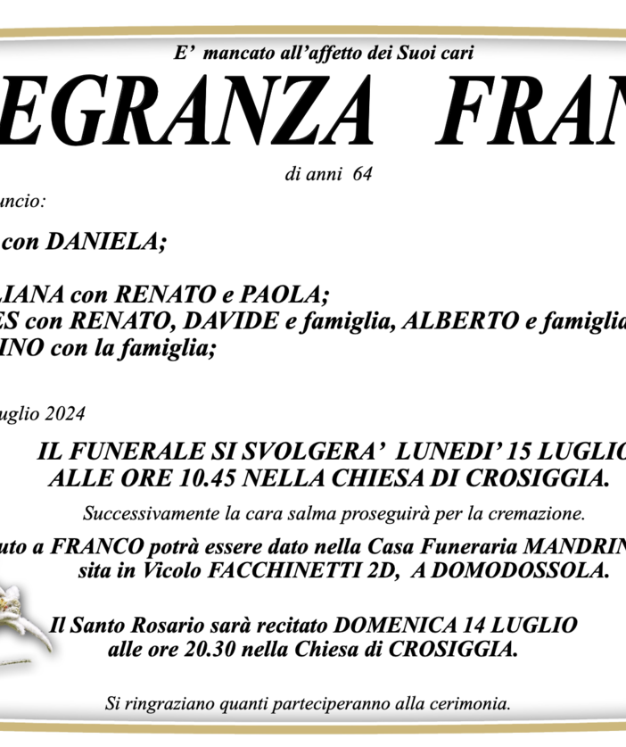 Allegranza Franco di anni 64