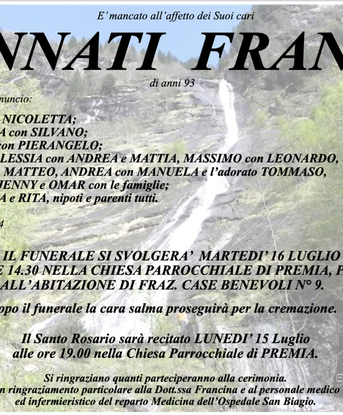 Pennati Franco di anni 93