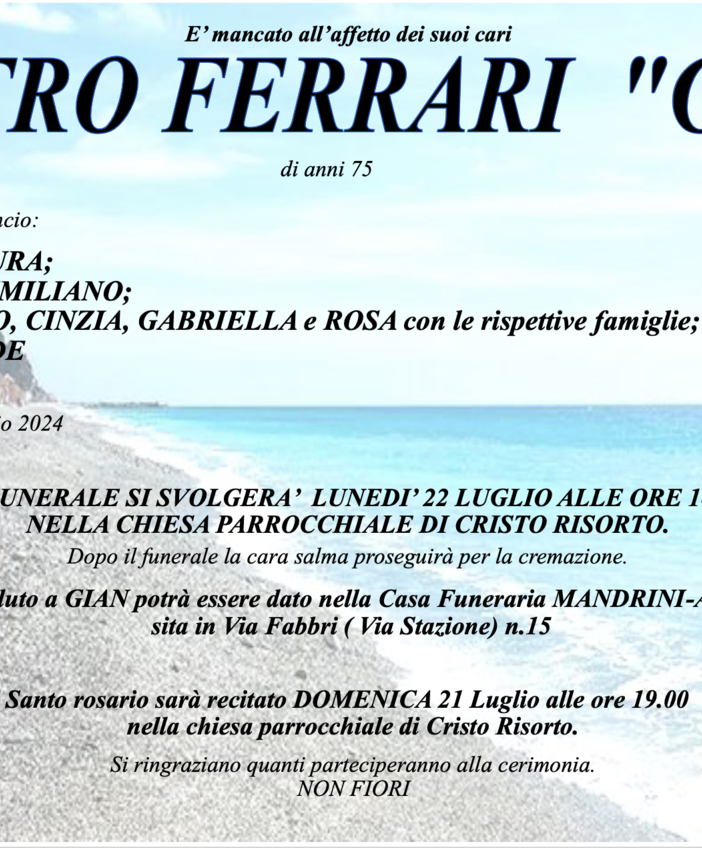 Pietro Ferrari &quot;Gian&quot; di anni 75