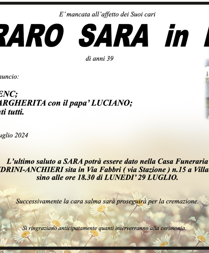 Ferraro Sara in Bala di anni 39