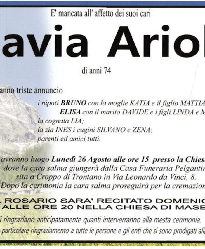Flavia Ariola 74 anni