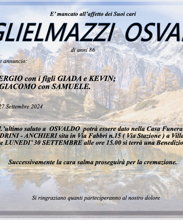 Guglielmazzi Osvaldo di anni 86