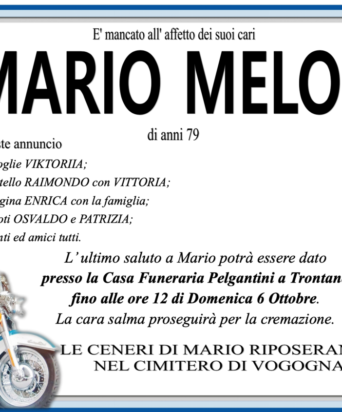 Mario Melon di anni 79