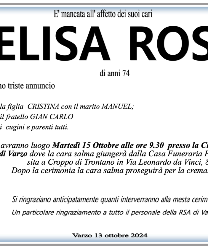 Elisa Rossi di anni 74