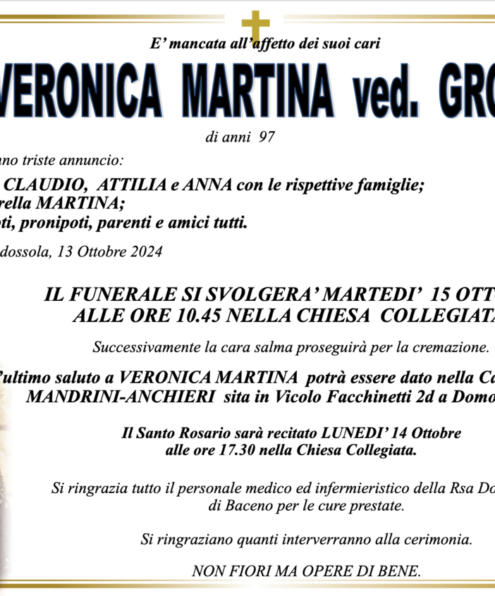 Zani Veronica Martina ved. Grossetti di anni 97