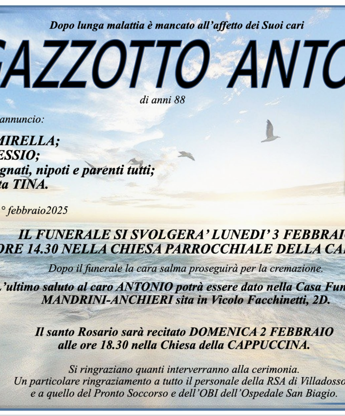Fugazzotto Antonio di anni 88