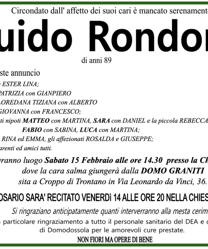 Guido Rondoni 89 anni