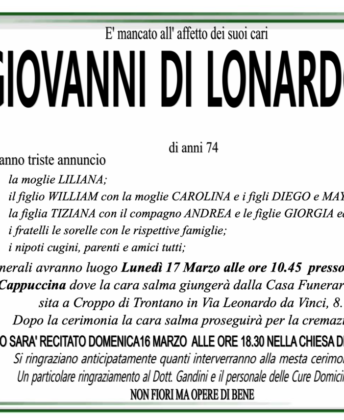 Giovanni Di Lonardo di anni 74