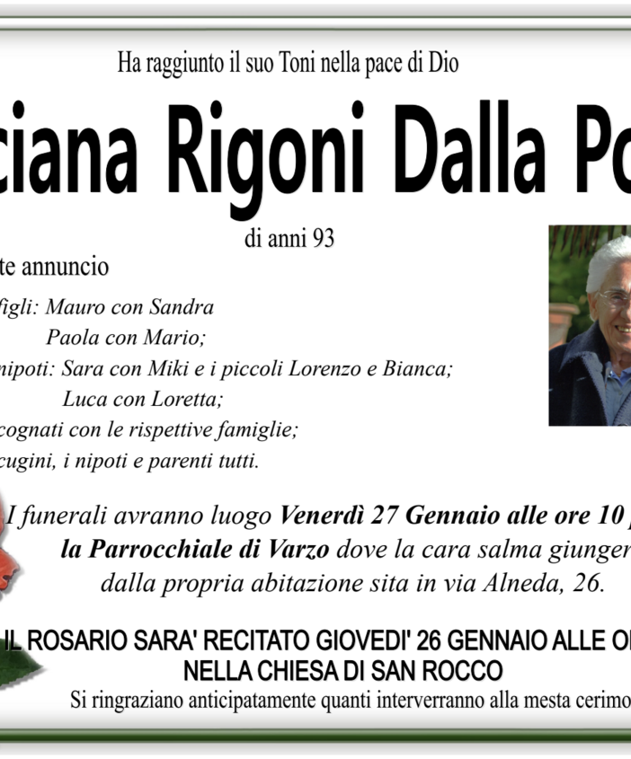 Luciana Rigoni Dalla Pozza di anni 93