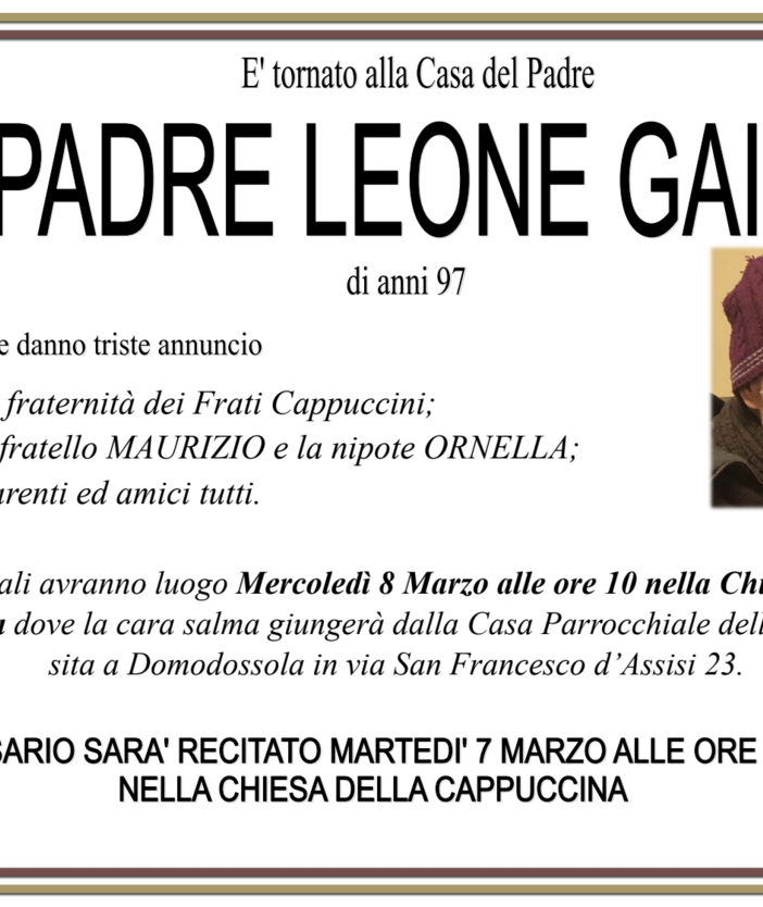Padre Leone Gaino di anni 97