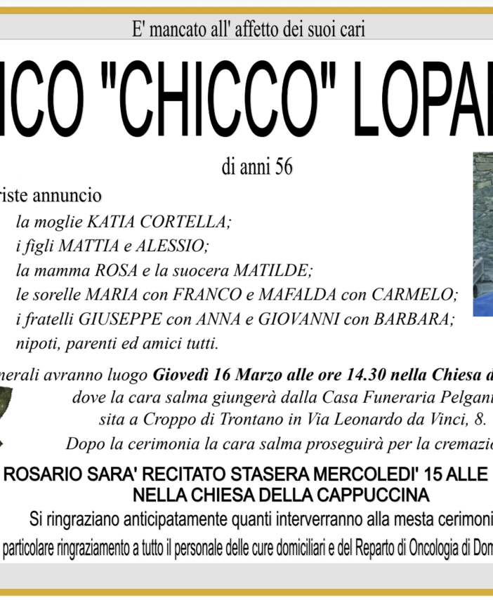 Enrico &quot;Chicco&quot; Lopardo di anni 56