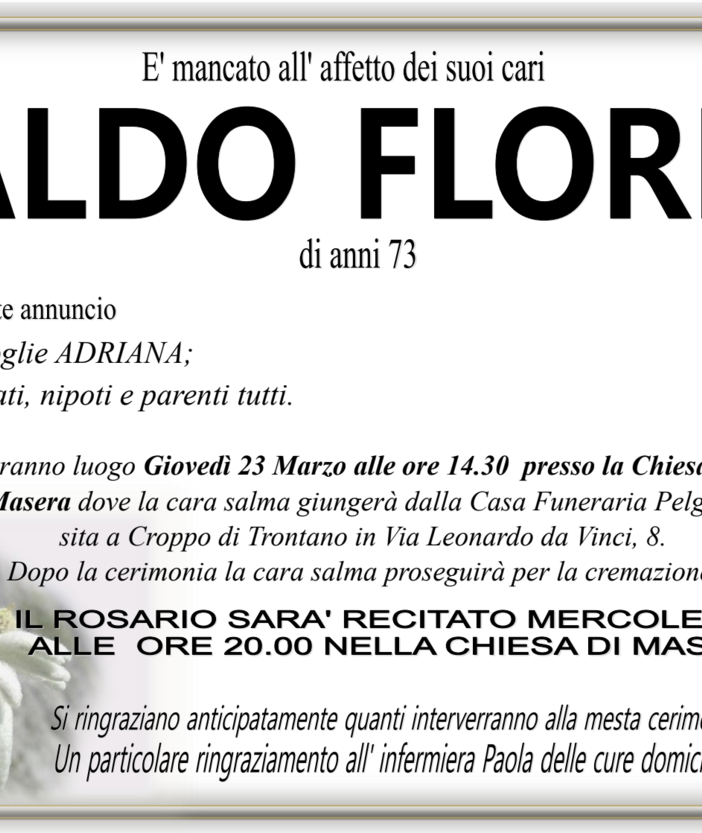Aldo Floris di anni 73