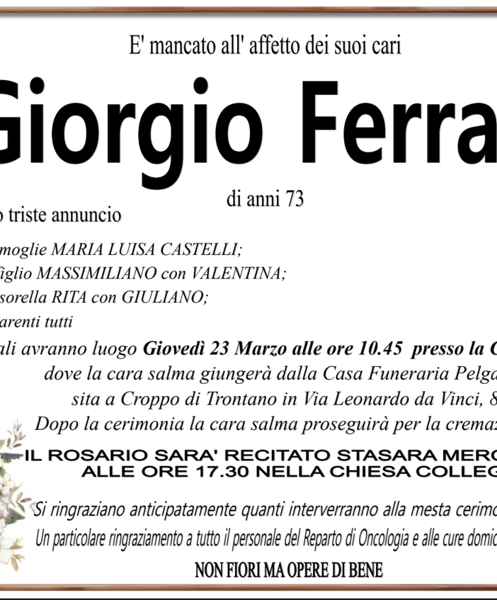 Ferraris Giorgio di anni 73