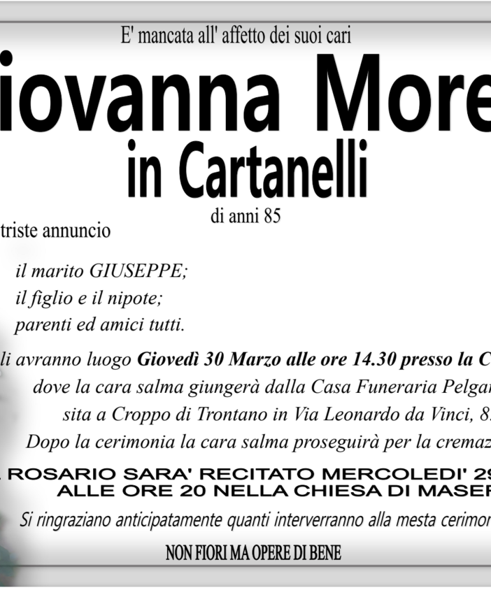 Giovanna Moresi in Cartanelli di anni 85