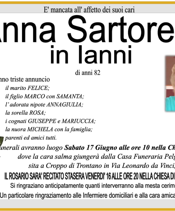 Anna Sartoretti in Ianni di anni 82