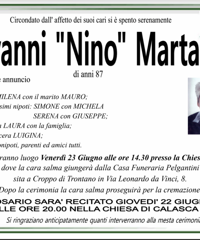 Giovanni &quot;Nino&quot; Marta di anni 87