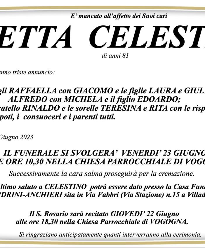 Ietta Celestino di anni 81