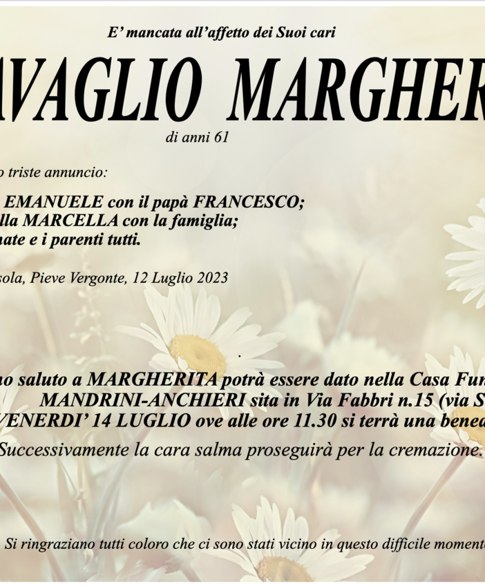 Savaglio Margherita di anni 61
