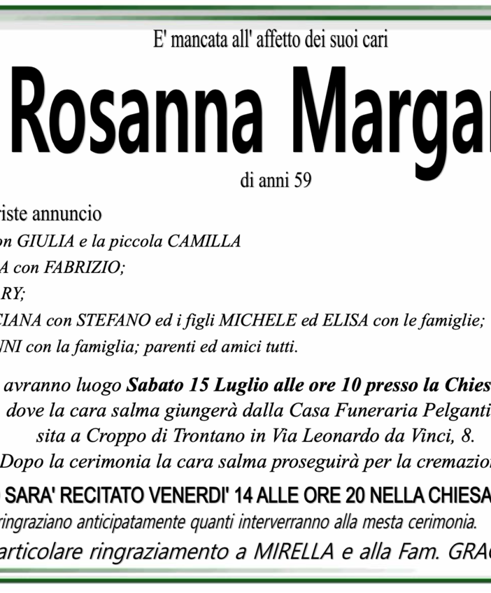 Rosanna Margaroli di anni 59