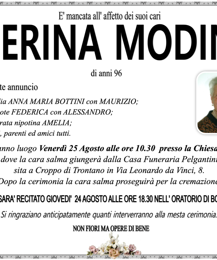 Pierina Modini di anni 96