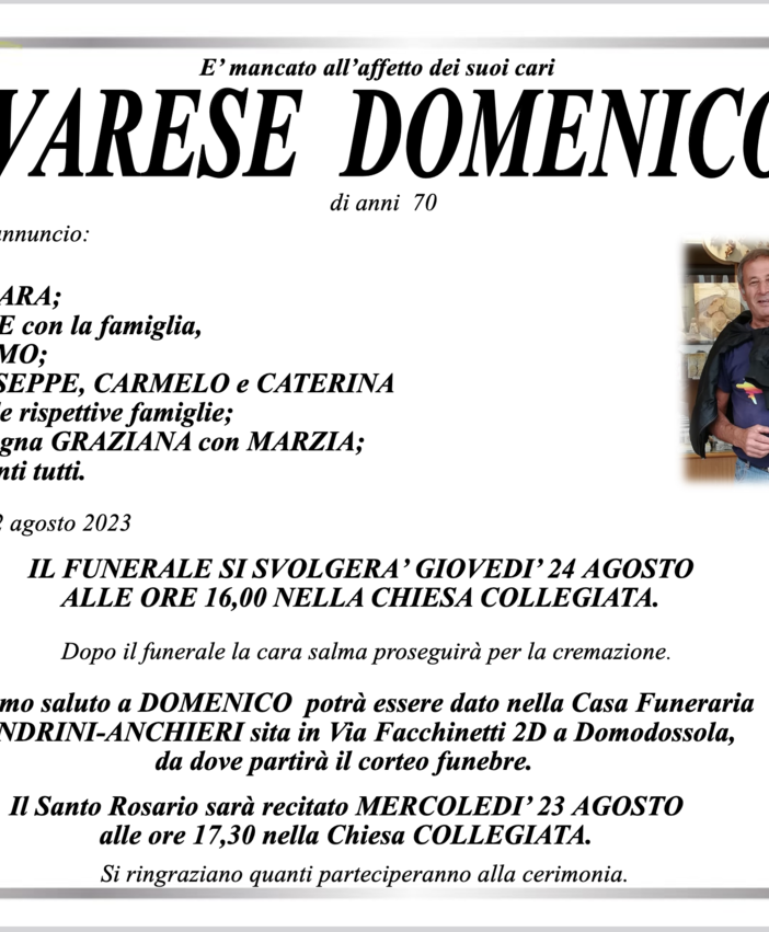 Varese Domenico di anni 70