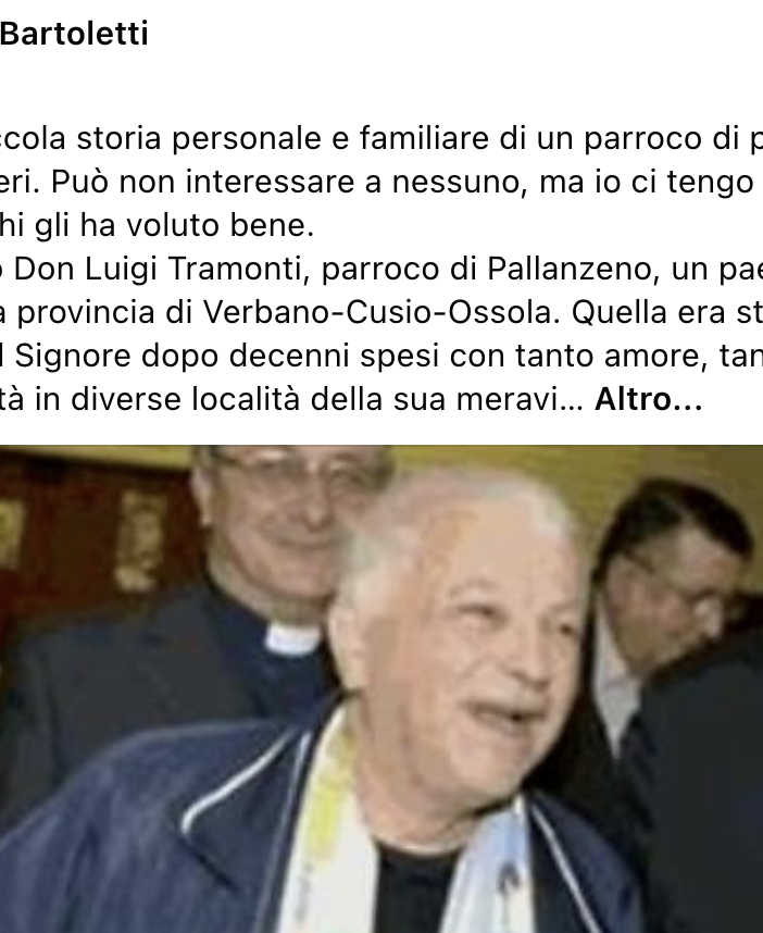 Marino Bartoletti ricorda don Luigi Tramonti: &quot;Un prete innamorato della vita ed entusiasta della sua fede&quot;