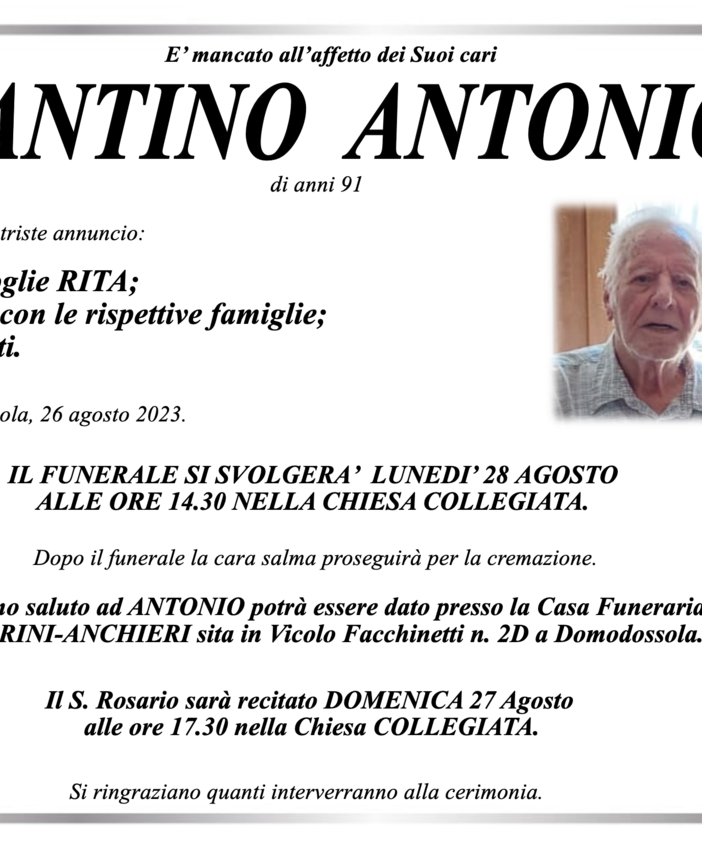 Mantino Antonio di anni 91