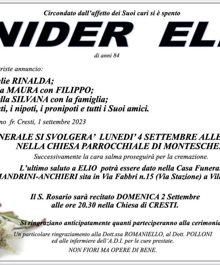 Snider Elio di anni 84