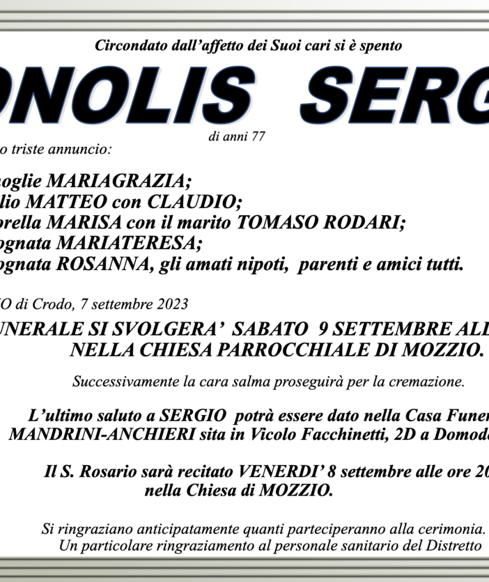 Bonolis Sergio di anni 77