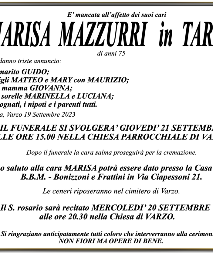Marisa Mazzurri in Tarabelli di anni 75