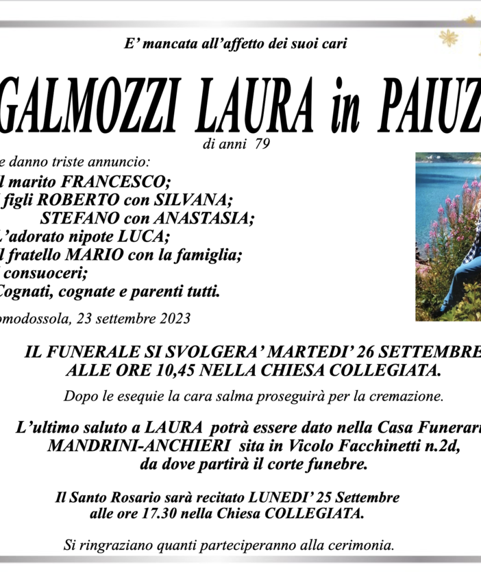 Galmozzi Laura in Paiuzza di anni 79