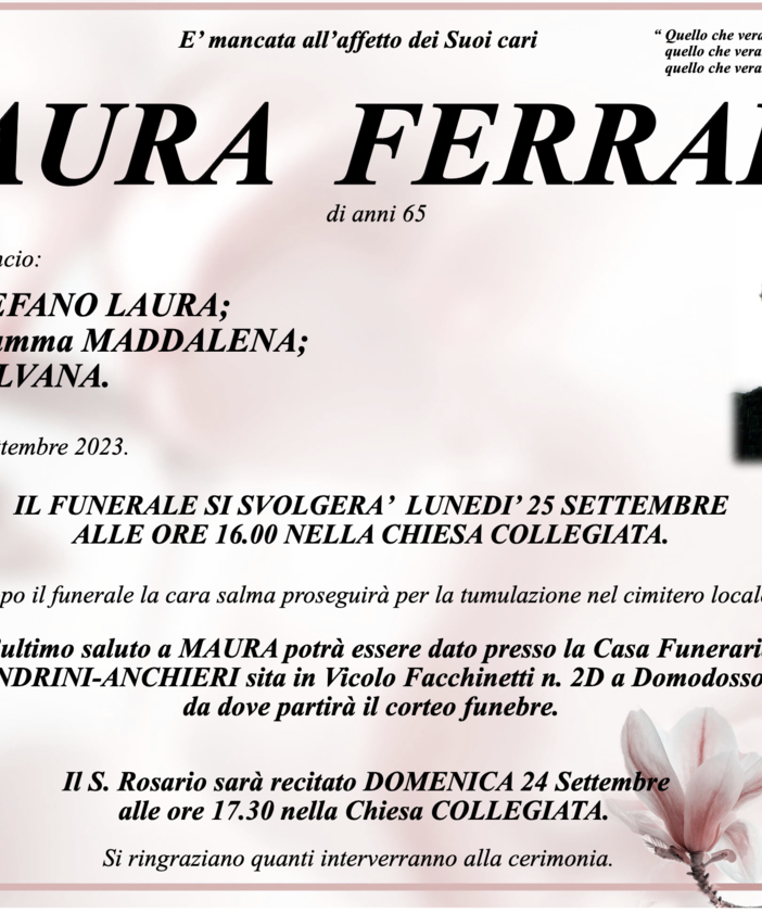 Maura Ferraro di anni 65