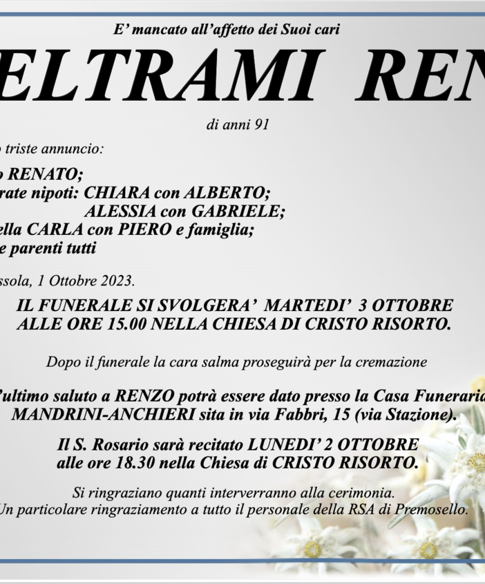 Beltrami Renzo di anni 91