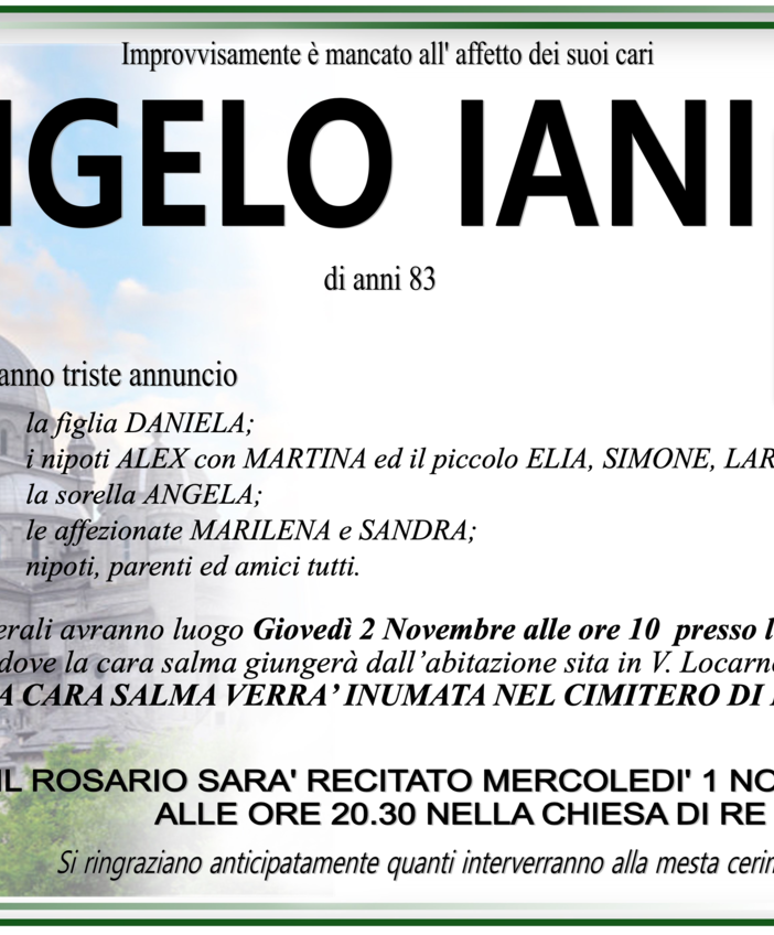 Angelo Iani di anni 83