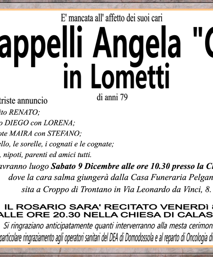 Capelli Angela &quot;Cina&quot; in Lometti di anni 79
